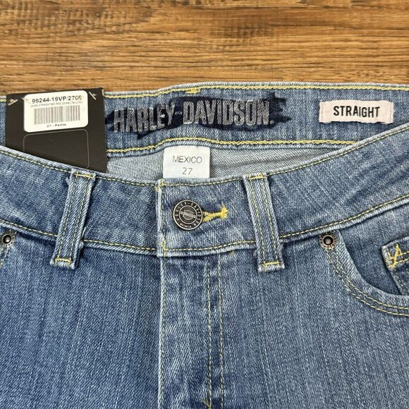 Harley Davidson Jeans 27 P (Irregular - See Pics) Mid Rise Straight HD Denim - Picture 9 of 14